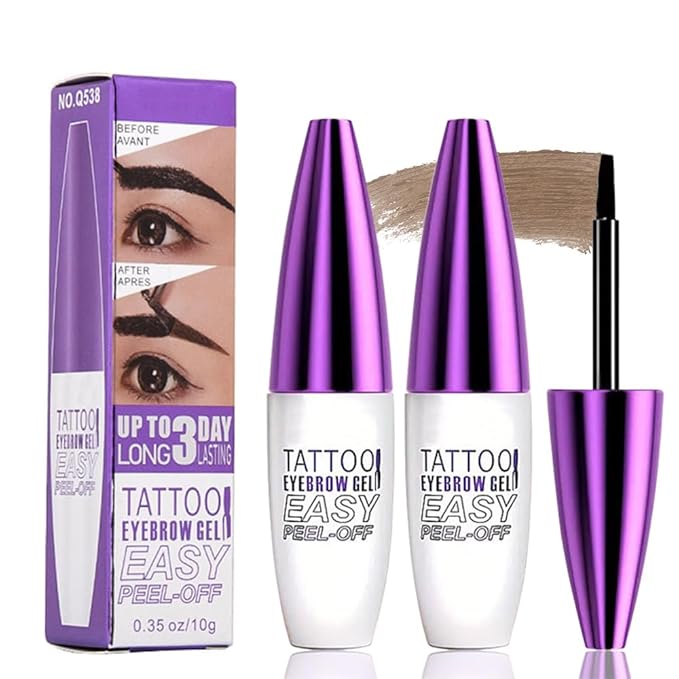 2Pcs Light Brown Peel Off Brow Tint Gel - Waterproof & Sweatproof Tattoo Effect, Transfer-Resistant Multi-Day Wear, All Skin Types Mother’s Day Gift Set