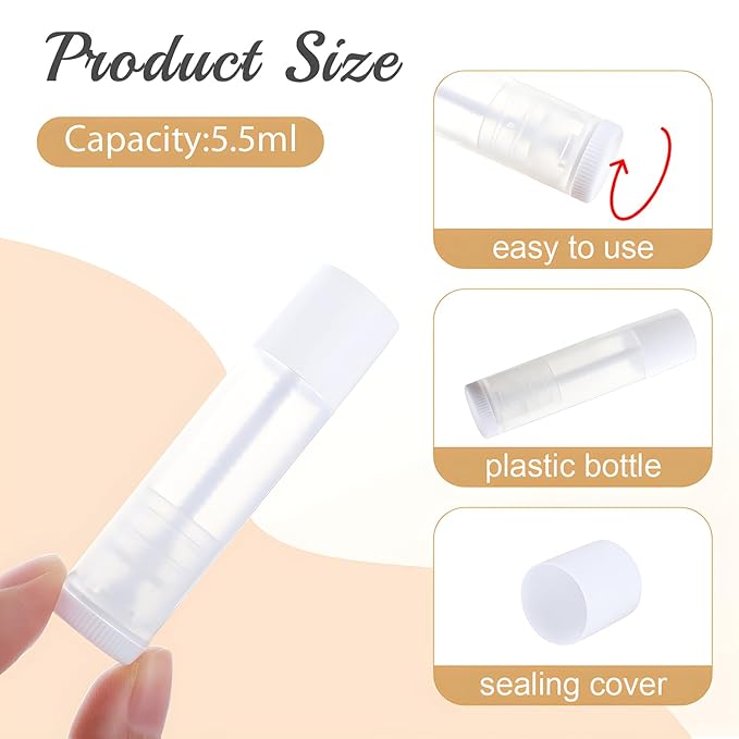 100 Pcs 5.5ml Bulk Empty Lip Balm Tubes Refillable Plastic Lip Gloss Container Travel Lipstick Tubes Chapstick Tubes Holder For DIY Homemade Lip Balm (clear)