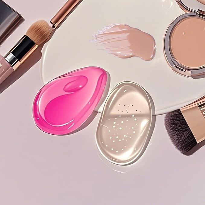 Silicone Makeup Sponge Set (2-Pack), Reusable Blending Foundation Sponge Puff, Non-Absorbent Latex-Free Beauty Blender for Liquid, Cream, Powder - Easy Clean, Hypoallergenic