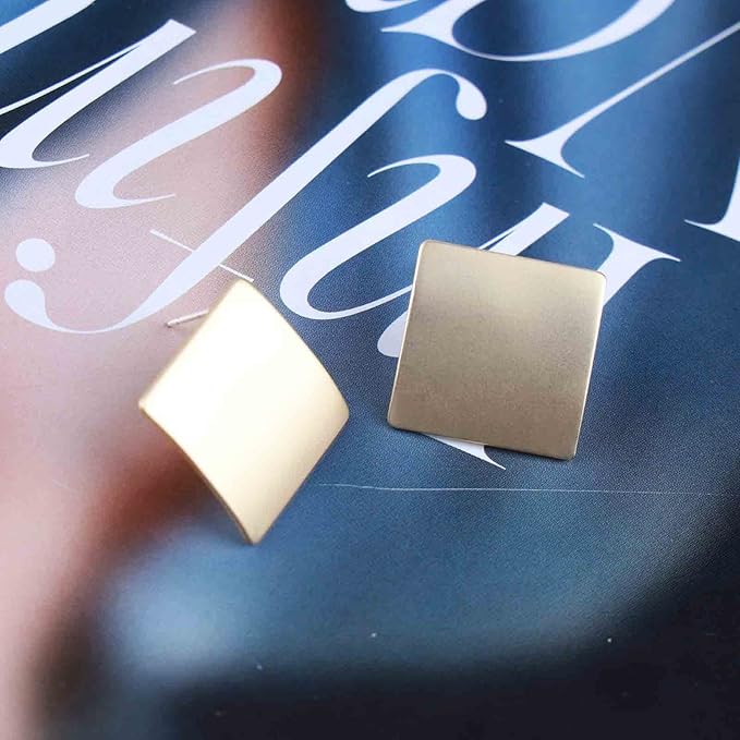 Vintage Square Stud Earrings Square Shape Earrings Geometric Gold Earrings Minimalist Earrings Jewelry for Women and Girls