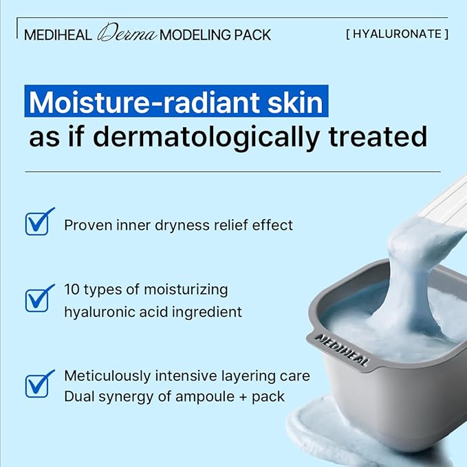 Mediheal Derma Modeling Pack (Hyaluronate) - Deep Hydrating For Moist Skin - Easy DIY Home Spa Kits, Hydrating Icy Jelly Mask For Skin Refreshment