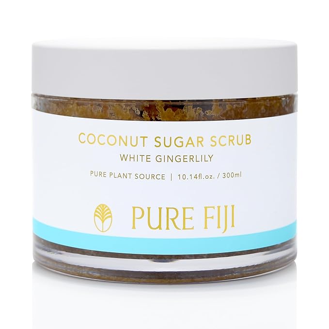 Pure Fiji Coconut Sugar Body Scrub, White Gingerlily (10.14 Oz /300ml)