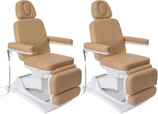 Medical Spa Exam Chair - Electric Massage Table for Spa Facial Solutions - 4-Motor Salon Bed with Remote Control, 2-Year Warranty - Esthetician Equipment for Medical Office - Beige