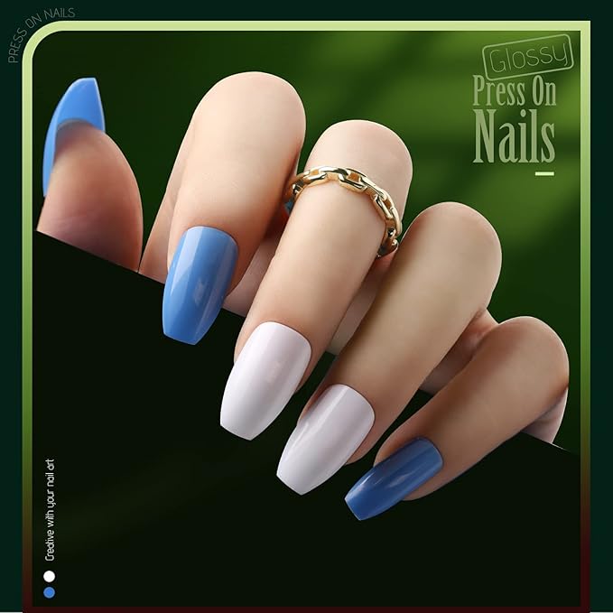 Teenitor 24 Pack 576 PCS Press On Nails Medium Length Coffin Glue On Nails, Coffin Shape Press On Nails Set, 12 Colors Coffin Matte Press On Nails, 12 Colors Glossy Press On Coffin Nail