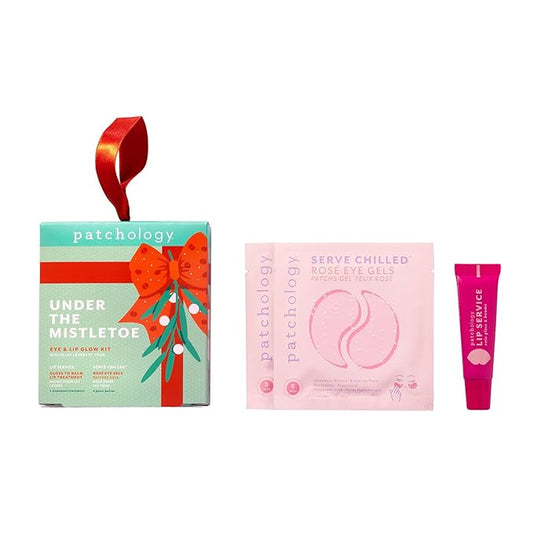 Patchology Under the Mistletoe Holiday Gift Set – Stocking Stuffer with Lip Plumping Gloss & Hydrating Under-Eye Patches for Glowing Skin & Kissable Lips (Limited Edition)