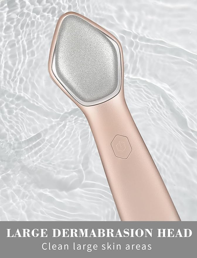 NEWDERMO Microdermabrasion Machine Pro, Large Diamond Electric Microdermabrasion Wand Tool With 3 Levels Frequency for Face Body Exfoliate Skin Care (Pink)