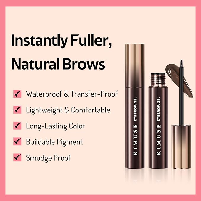 KIMUSE Instantly Semi-Permanent Eyebrow Gel, Long Lasting Eyebrow Tint, Waterproof Tinted Eye Brow Gel, Transfer-Proof, Smudge-Proof, Eyebrow Makeup Gift for Women & Girl, 0.17oz