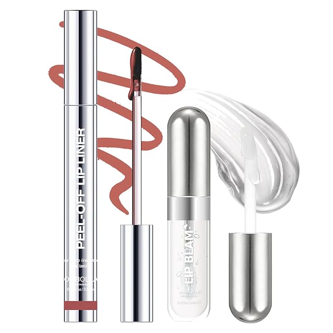 Peel Off Lip Liner Stains and Lip Oil for Women, Long Lasting Waterproof Matte Lip Tint Stains with Tweezer Kit, Transfer Proof, Easy to Use, Peel Off Liquid Lipstick for All Skin Types, #3 Red Brown