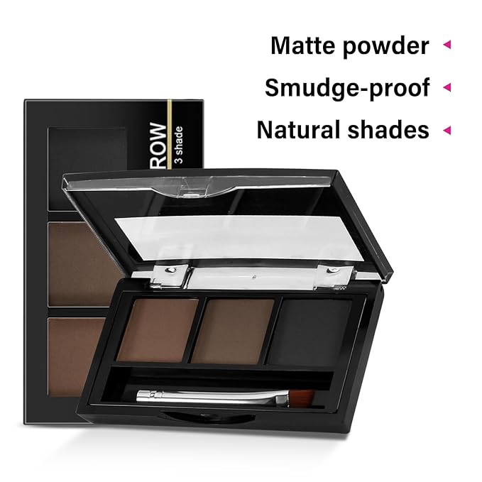 3 Colors Eyebrow Powder Set, Brow Powder Makeup Palette, Defining and Sculpting Brows, Waterproof Eye Contour Kit with Brush Applicator