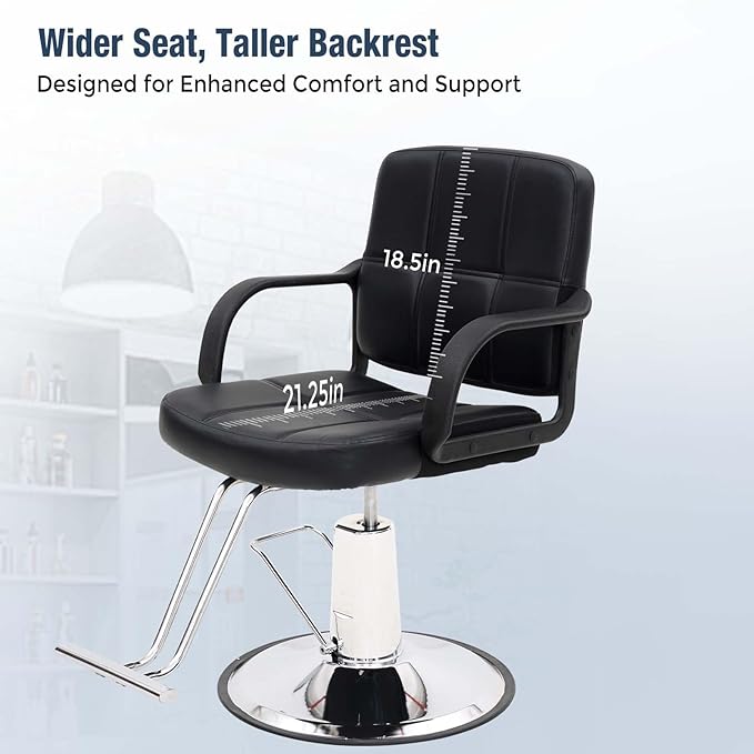 Tatub 360° Barber Chairs for Barbershop, Heavy Duty Hydraulic Pump Swivel Salon Chair with Height Adjustable, Salon Equipment for Hair Stylist - Dark Black