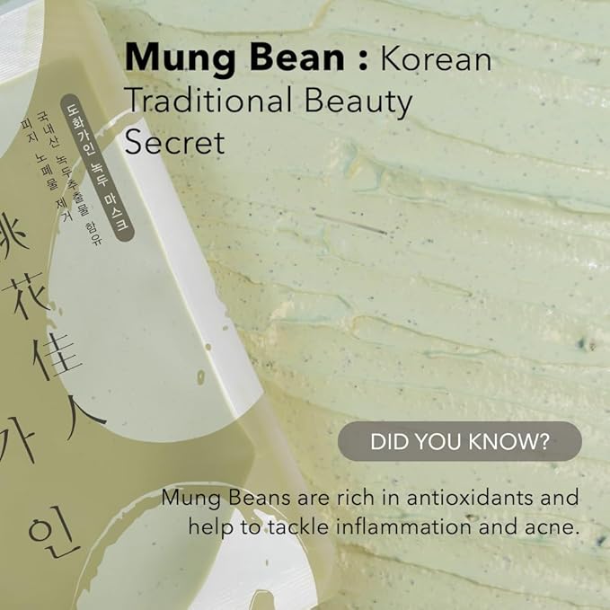 Mung Bean Wash Off Facial Mask | Domestically Harvested Ingredients, Gentle Sebum Control | Product of Korea - 3.38 fl. Oz