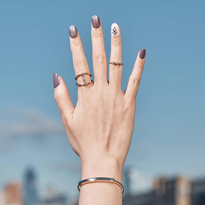 KISS imPRESS No Glue Mani Press On Nails, Design, 'Reset', Multicolor, Short Size, Oval Shape, Includes 30 Nails, Prep Pad, Instructions Sheet, 1 Manicure Stick, 1 Mini File