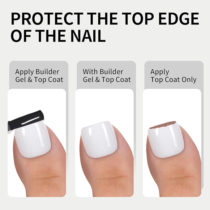 Vansiho Press on Toenails Short, White French Tips Toenail Press on Square for Women, Soft Gel Fake Toe Nails, Acrylic Nails Soak off Toe Nail Home DIY 15 Sizes