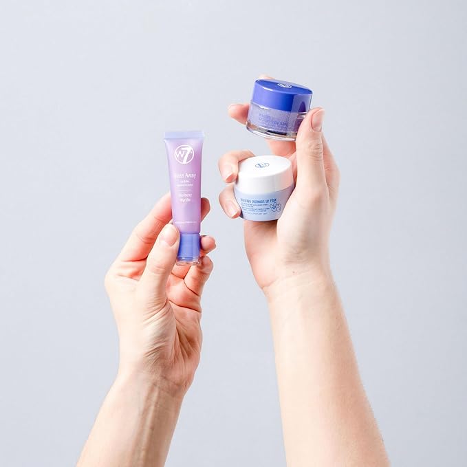 W7 Sweet Dreams Lip Care Trio - 3 Piece Set - Overnight Lip Mask, Lip Balm & Lip Scrub - Blueberry
