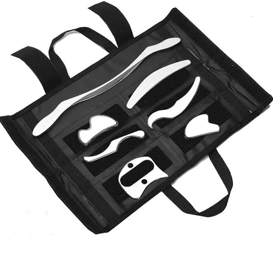 FeelFree Sport Stainless Steel Gua Sha Scraping Massage Tool Set of 7 Pieces for Soft Tissue Mobilization Physical Therapy(Silver)