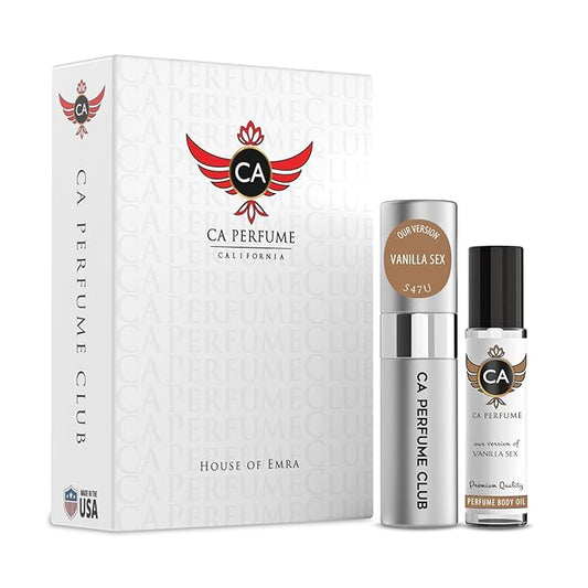 CA Perfume Duo Impression of Vanilla Sex For Women And Men Perfume Layering Set Long Lasting Travel Size EDP + Body Oil Roll-On Bottle 0.27 Fl Oz+0.33 Fl Oz