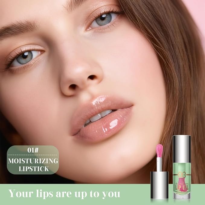 Nourishing Lip Oil, Deep Moisturizing Lip Balm Liquid, Non-Sticky High Shine Lip Gloss, Hydrating Lip Tint for Soft, Smooth, Healthy-Looking Lips, Lightweight Glossy Lip Care for Daily Use-1#