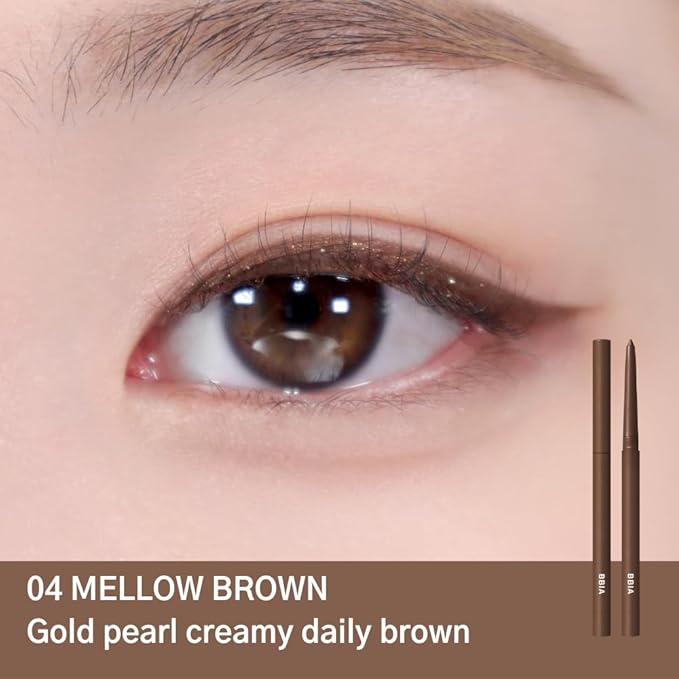 BBIA Last Auto Gel Eyeliner 17 Color – Multi-Use Longwear & Waterproof Mechanical Eye Liner Easy Drawing with Smooth Texture Smudge-Resistant Shadow & Glitter Vegan Korea Eye Makeup (04 MELLOW BROWN)