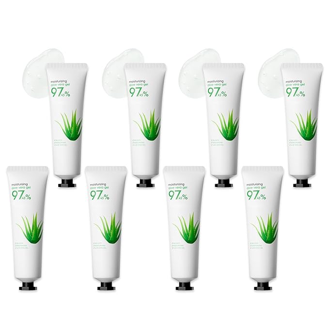 8Pcs Organic Aloe Vera Gel for After Sun Skin Care,Natural Moisturizing Aloe Vera Gel for Face & Body,Easy to Portable Face Moisturizer,Travel Size Pure Vera Aloe Gel for all Skin Types F