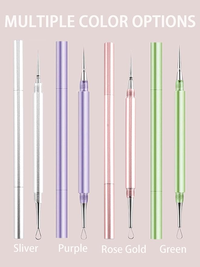 2-in-1 Professional Stainless Steel Acne Removal Needle, Whitehead & Blackhead Remover Tool, Pimples Comedone Extractor Removal Tool, Double Ended Needle with Cap Removal for Nose Face Tools(Purple)