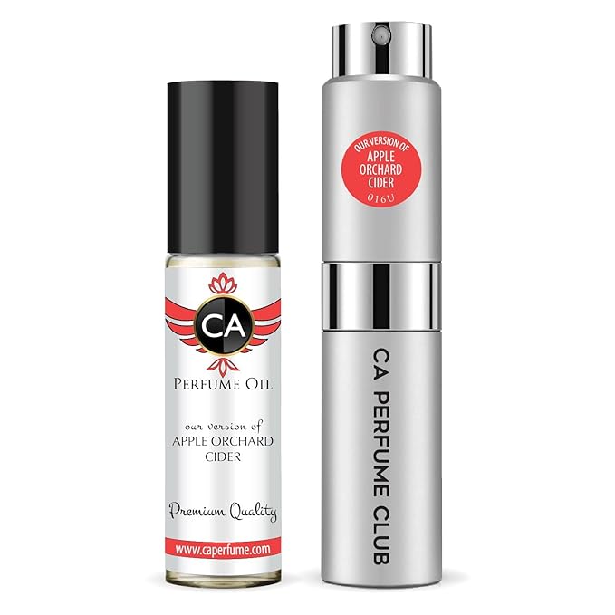 CA Perfume Duo Impression of Apple Orchard Cider For Women And Men Perfume Layering Set Long Lasting Travel Size EDP + Body Oil Roll-On Bottle 0.27 Fl Oz+0.33 Fl Oz