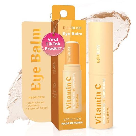 BellaBLISS Vitamin C Eye Balm Stick – Lightweight Under Eye Cream for Puffiness, Dark Circles & Wrinkles – Made in Korea – 0.35 oz / 10 g – Pack of 1