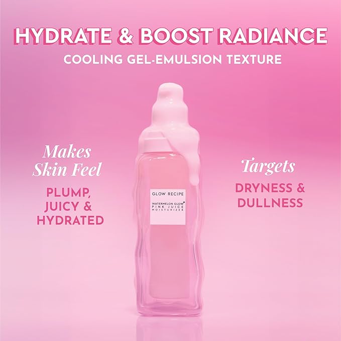 Glow Recipe Pink Juice Water Gel Face Moisturizer for Women, Men & Teens - Hydrating Hyaluronic Acid, Radiance Boosting, Non-Comedogenic, Oil-Free, Long-Lasting Korean Skin Care for Oily Skin (50ml)