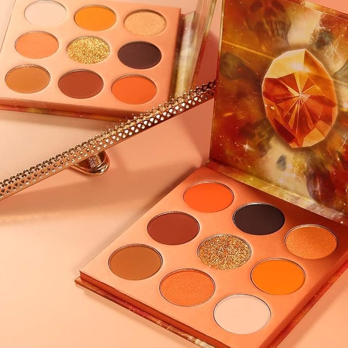 docolor Eyeshadow Palette 9Colors Orange Eyeshadow Gemstone Shadow Palettes Highly Pigmented Mattes Shimmers Smokey Glitter Cream Colorful Powder Blendable Long Lasting Waterproof Makeup Palette