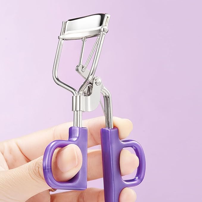 Eyelash Curler, Professional Eyelash Curler, Wide Fit Comfortable Curved Design with Non-Slip Grip, Clump-Free Lift, All The Way Up Lash Curler, Achieve Perfect Curls in 5 Seconds (Purple)