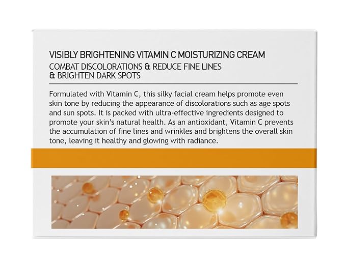 CLARA'S NEW YORK | Brightening Vitamin C Moisturizer Face Cream | with Hyaluronic Acid | Acne Scars Dark Spots Reduce Fine Lines, Healthy Glowing Skin | Non-sticky, Fast-absorbing | 50ml MADE IN USA