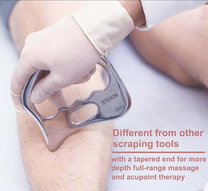 STICKON Stainless Steel Gua Sha Scraping Massage Tool IASTM Tools Great Soft Tissue Mobilization Tool (K Shape)