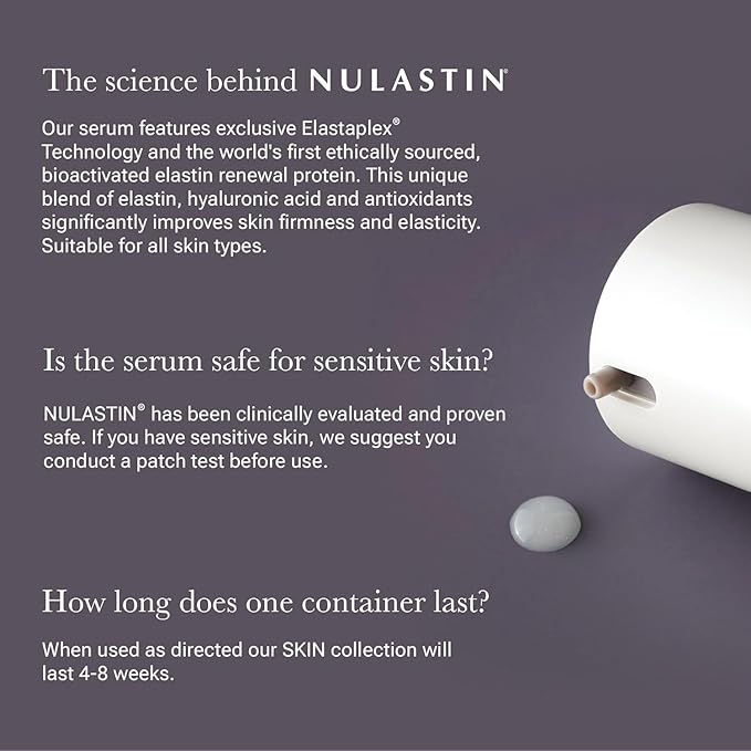 NULASTIN Elastaplex & Hyaluronic Acid Serum for Face, Lips & Décolleté - SKIN Intensive Hydrating Serum - Promote Dewy Radiance in Aging Skin (0.5 oz)