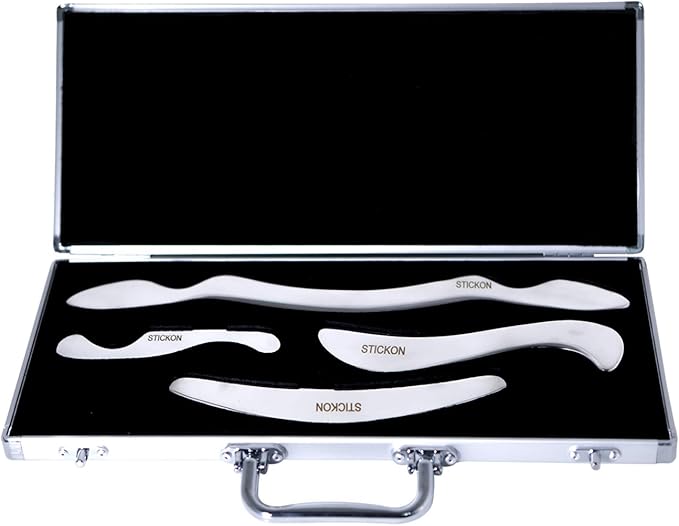 STICKON Stainless Steel Gua Sha Scraping Massage Tool Set IASTM Tools Great Soft Tissue Mobilization Tool (N Shape)