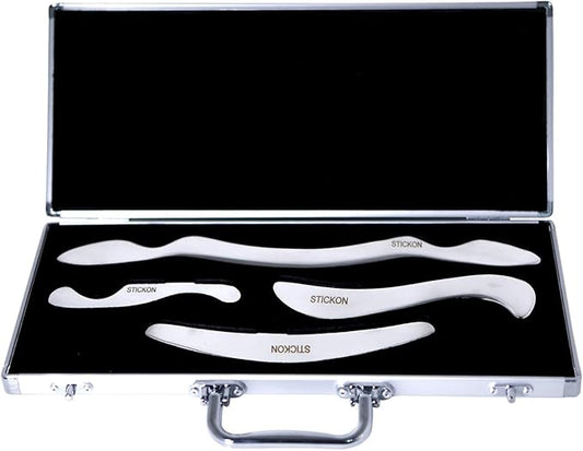 STICKON Stainless Steel Gua Sha Scraping Massage Tool Set IASTM Tools Great Soft Tissue Mobilization Tool (N Shape)