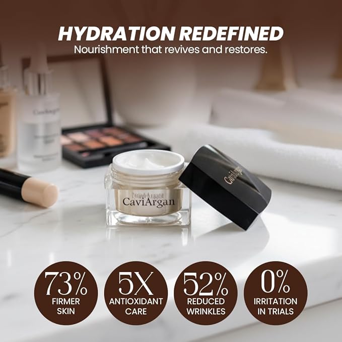 Essence Of Argan Caviargan Anti Aging Face Cream with Argan Oil, Matrixyl & Botanicals - Hydrating Face Moisturizer Wrinkle Cream - Anti-Aging Formulzza for Reducing Fine Lines and Dullness - 1 Fl Oz