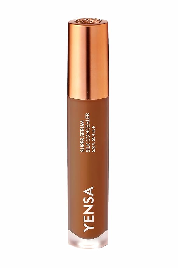 YENSA Super Serum Silk Concealer - Full Coverage Undereye Concealer & Peptides Serum for Face - Enriched with Vitamins C & E, Bakuchiol & Superfoods to Boost Radiance - Deep 1 (0.2 Fl oz)