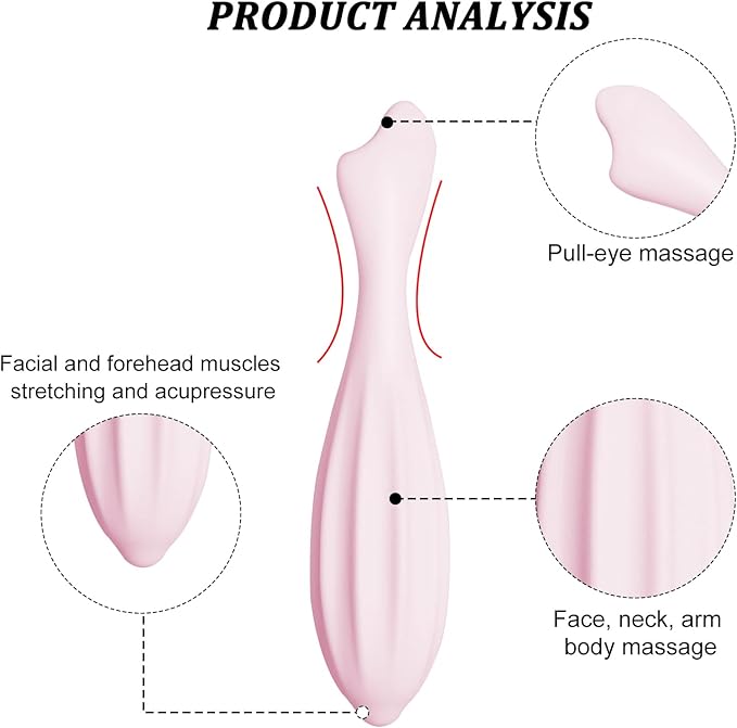 Lafo Facial Massage Roller, Silicone Face Massage Tools,Face Roller Skin Care for Shapes Body & Face Curves, Reduces Tiredness, Self Care Gift for Women Face and Eyes Massage (Pink)