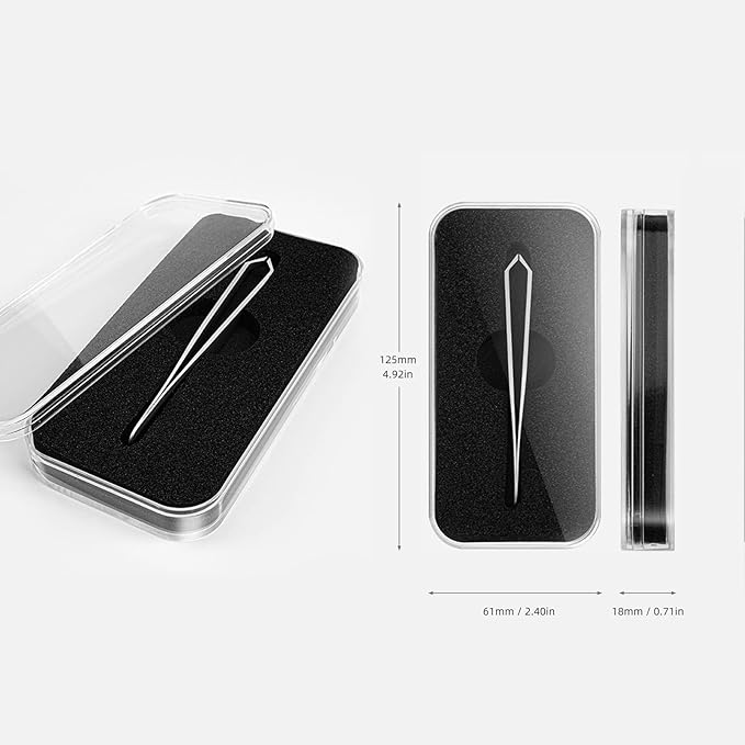 Beard Tweezers - Stainless Steel, Fine Hair Removal Tool, 5mm Tip, Clear Box 1Pack