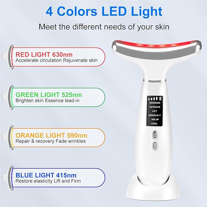 Red Light Therapy for Face, Facial Massager, Skin Care Device for Anti-Aging, at-Home, Lifting & Tightening Loose Skin (Pearl White)