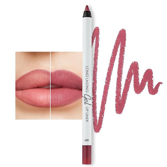 Matte Gel Lip Liner Pencil | Weightless & CreamyTexture - Sharpenable - Longwear & Waterproof - High Pigmented & Flawless Finish - Cruelty-free & Paraben-Free,- 409, 1,7g/0.05oz