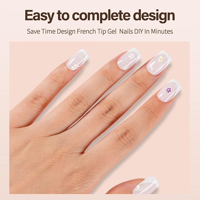 150Pcs French Gel Nails, Vansiho White French Tip Press on Nails, Milky White Short Square Soft Gel Nail Tips, Acrylic Fake Nails for Nail Art DIY 15 Sizes