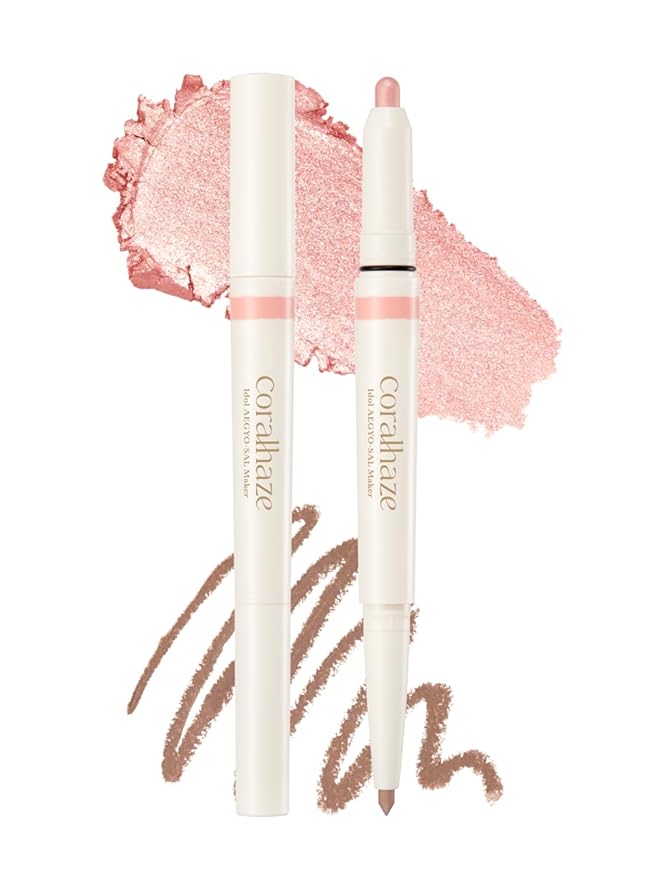 CORALHAZE Idol AEGYO-SAL Maker 05 Dreamy Rose, 2-in-1 Under-Eye Highlighter and Contour Liner for Bright, Voluminous Eyes, Long-Lasting, Smudge-Proof Shimmer Stick with Natural Glow, Korean Beauty
