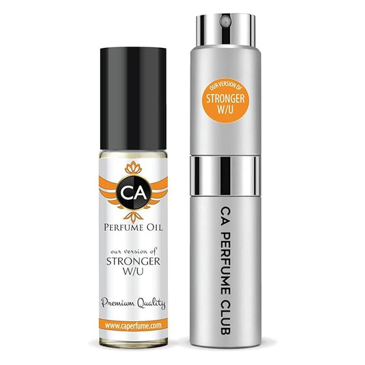 CA Perfume Duo Impression of Stronger W/U For Men Perfume Layering Set Mens Cologne Long Lasting Travel Size EDP + Body Oil Roll-On Bottle 0.27 Fl Oz+0.33 Fl Oz