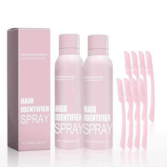 2pcs Hair Identifier Spray for Face Shaving, Skin Body Hair Identifying Spray With Razors,Hair identifier for Face Dermaplaning, Moisturizing and Skin Care Dermaplaner