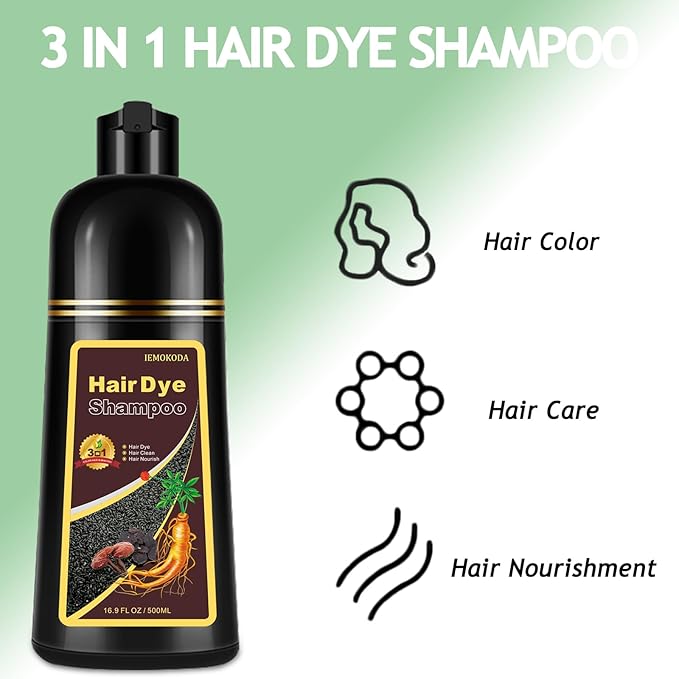 Natural Dark Wine Red Hair Dye Shampoo, 3 IN 1 Burgundy Hair Dye Shampoo, Wine Red Hair Nourishing & Dyeing for Men Women Colors in Minutes, Instant Red Hair Dye for All Hair Types（Dark wine red）