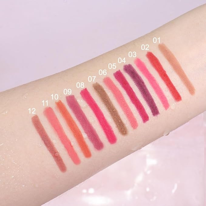 12 Pcs Natural Nude Brown Beige Colors Lip Beige