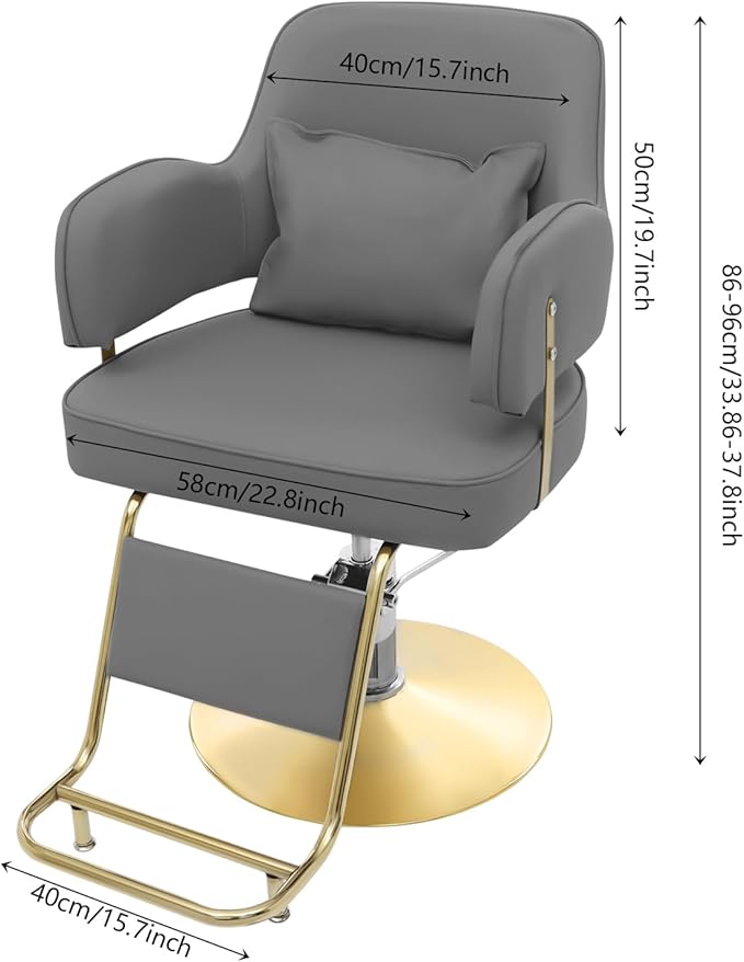 Barber Chair for Hair Stylist Hair Salon Chair with Heavy Duty Hydraulic Pump Height Adjustable 33.86-37.8inch & 360 Degrees Rotation Shampoo Chair for Salon Barbershop