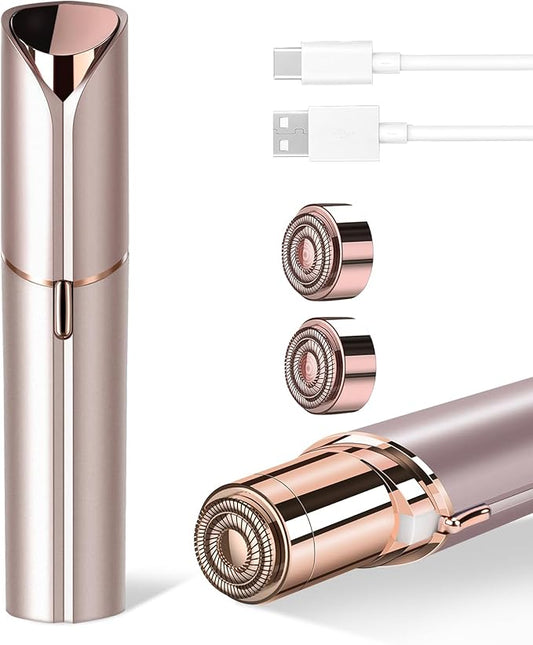 Facial Hair Removal for Women, Portable Painless Hair Remover Device, Rechargeable, with 2 Replacement Heads, for Face, Upper Lip and Chin