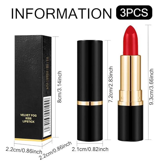 evpct 3Pcs Silky Creamy Matte Lipsticks Set for Women, Orange Ruby Cherry Red Matte Lipstick Lip Blam Sticks Long Lasting Waterproof, Lightweight and Hydrating Moisturizing Lipstick 24 Hour Originales