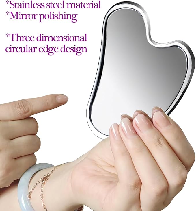 BYYDDIY Spherical Surface Stainless Steel Gua Sha Facial Tools, Metal Gua Sha for Face,Tighten Skin Massage, Guasha Beauty Tool for Body Eyes (W-s)